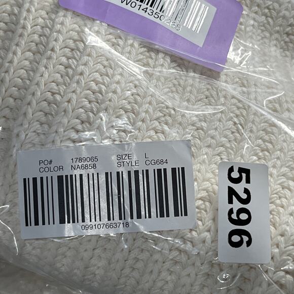 J Crew Heritage Cotton Fisherman Crewneck Sweater Womens L Natural Cream Cropped - Picture 10 of 10